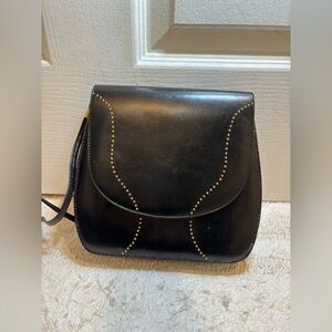 Black and Gold Studded Leather Bag